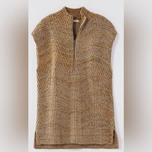 4X J. Jill NWT Marled Camel and Orange Knit Half Zip-Up Sweater Vest